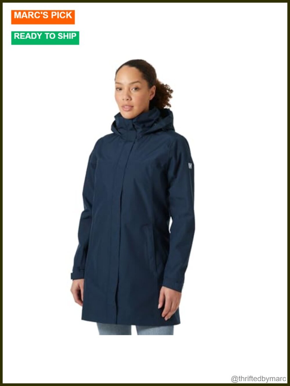 Women's Long Raincoat Waterproof Hooded Jacket